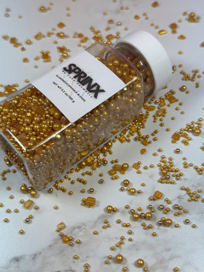 ROUND AND SQUARED SHAPED SPRINKLES METALLIC GOLD
