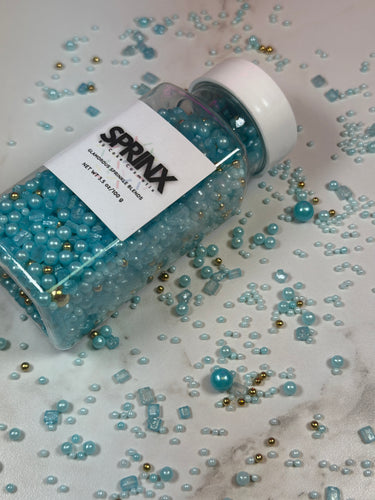 ROUND AND SQUARE SPRINKLES. METALLIC LIGHT BLUE METALLIC turquoise  METALLIC GOLD