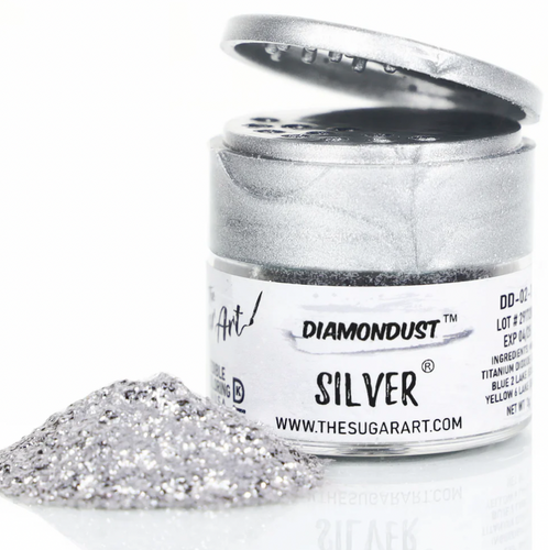 Silver edible glitter from The Sugar Art